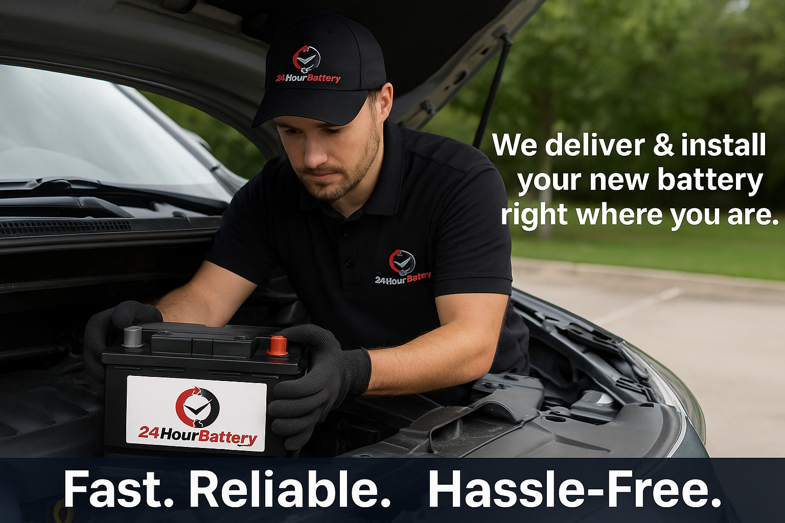 Jump Start Car technician restoring vehicle power using portable equipment during a roadside emergency