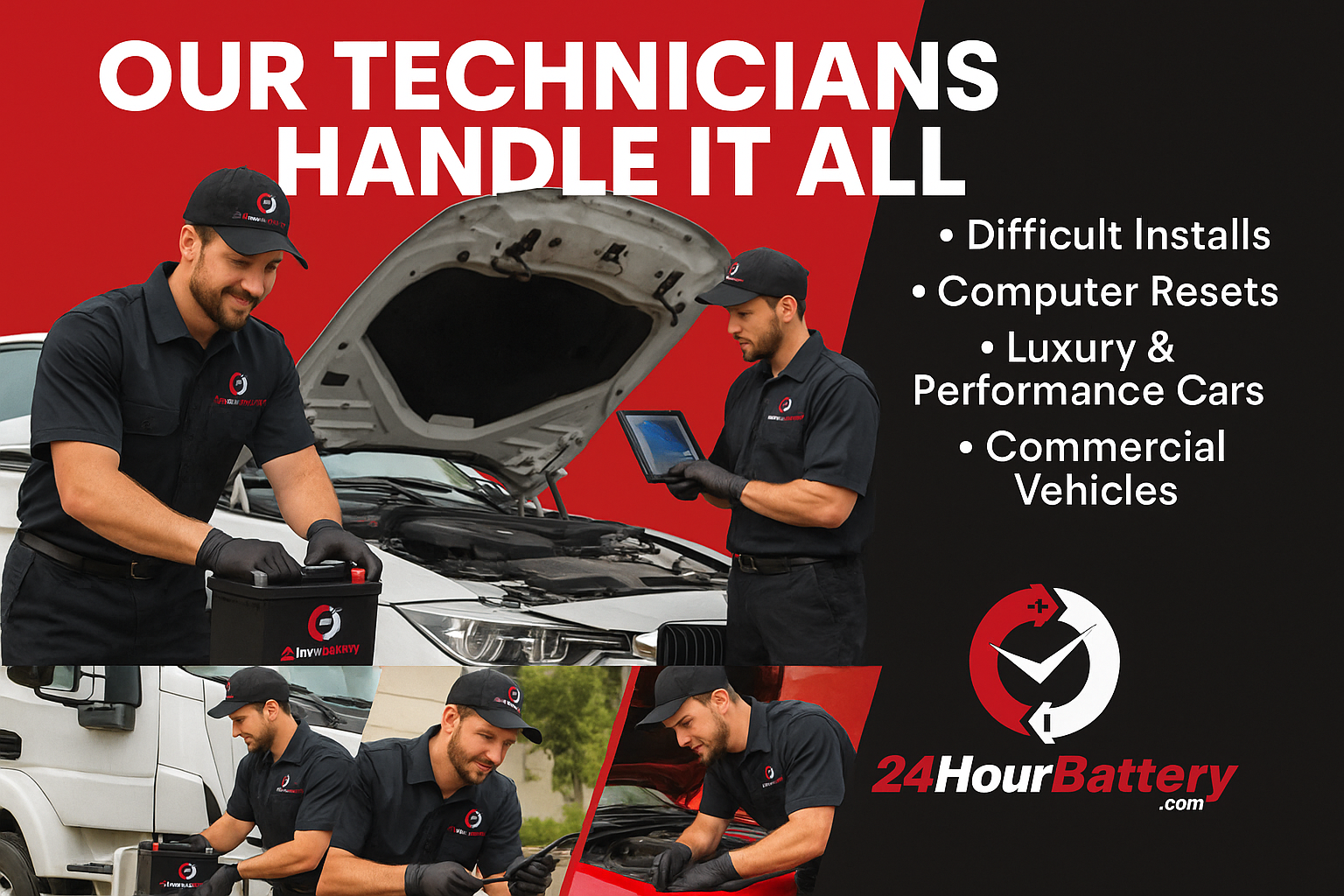 Auto Battery Replacement technicians providing fast onsite installation and testing for vehicles needing immediate power solutions